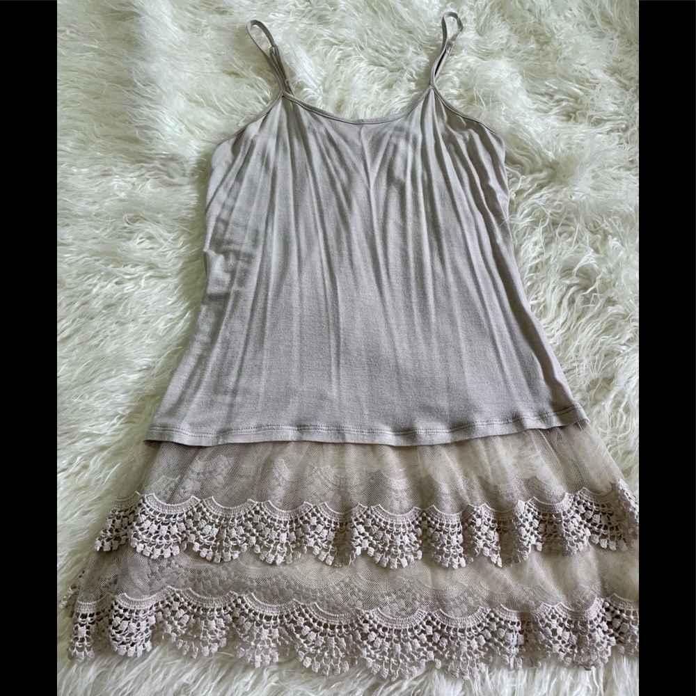 Grace & Lace Cream Crochet lace Camisole Tank ExtenderTop